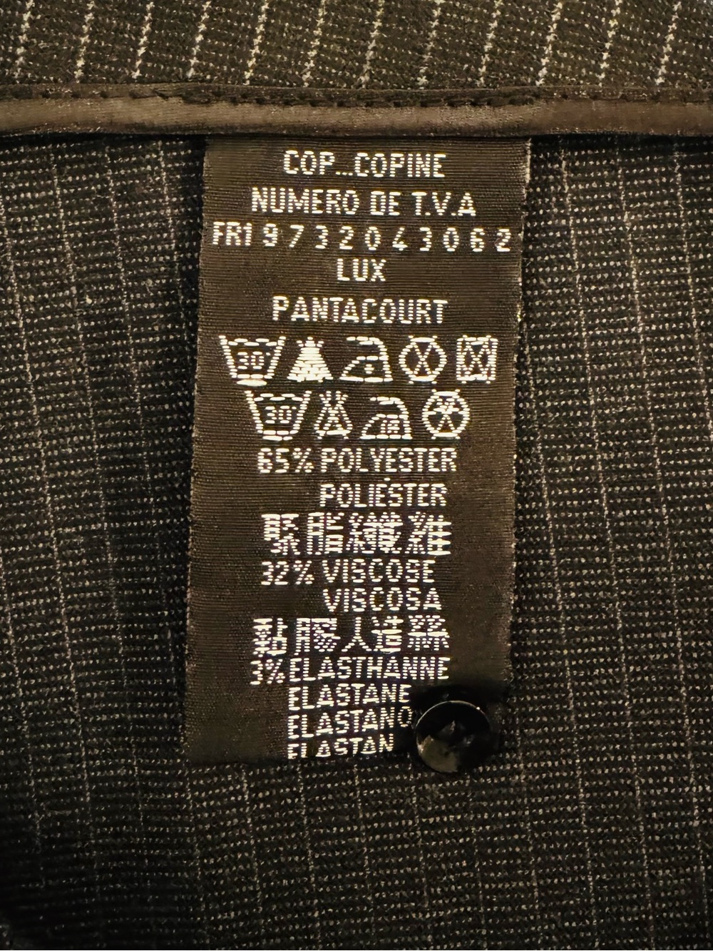 Cop Copine Pantacourt Dark Charcoal Gray Pinstripe Cropped Wide Leg Pants Medium - Picture 5 of 6